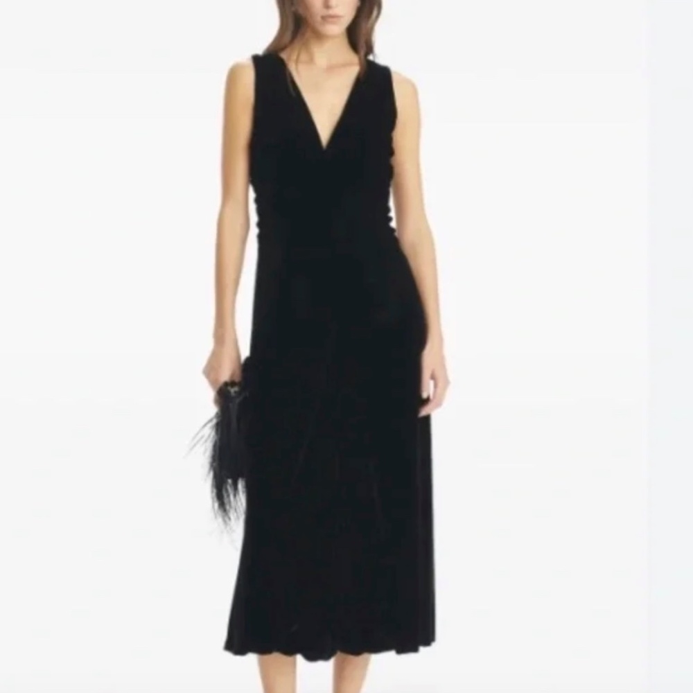 Tory Burch Black Velvet V-Neck Midi Dress NWT | Size 4 | $698 Retail